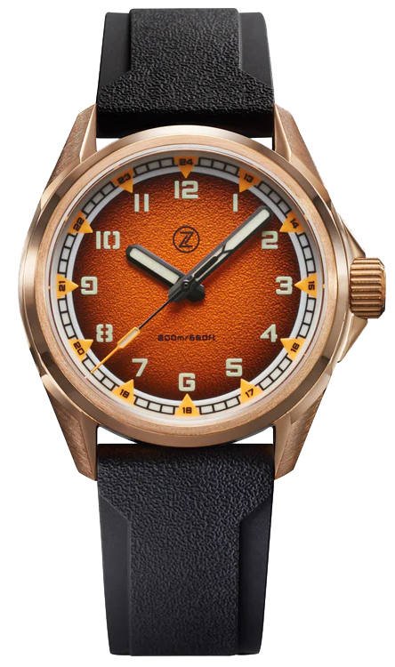 Zelos Swordfish Field 38mm Bronze Burnt Orange - SeriousWatches.com Zelos Swordfish Field 38mm Bronze Burnt Orange - SeriousWatches.com