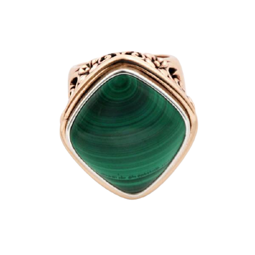 Barse Malachite and Copper Signet Ring