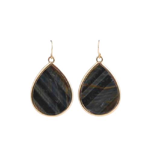 Barse Teardrop Statement Earring-Blue Tiger Eye