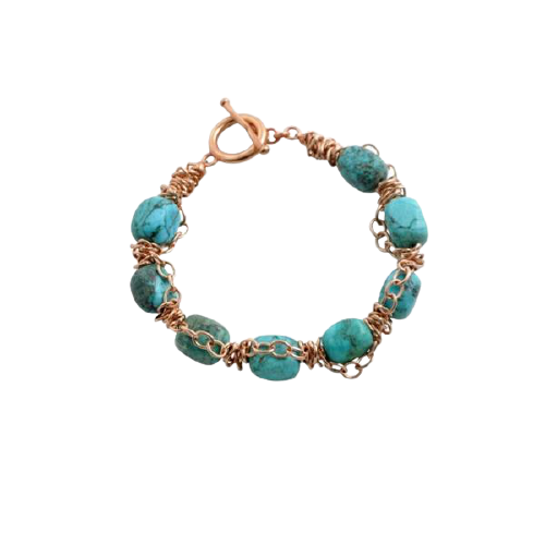 Barse Twist Link Copper and Turquoise Bracelet