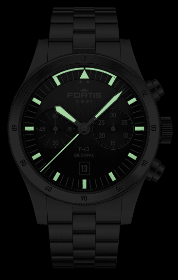 Fortis Flieger F-43 Bicompax Black - SeriousWatches.com Fortis Flieger F-43 Bicompax Black - SeriousWatches.com