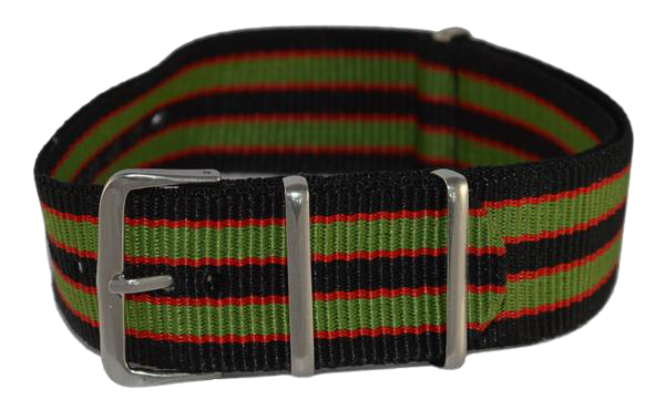 Nylon Strap Black, Red and Green