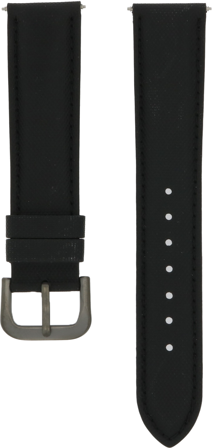 Ventus Black Leather Canvas Strap 20mm