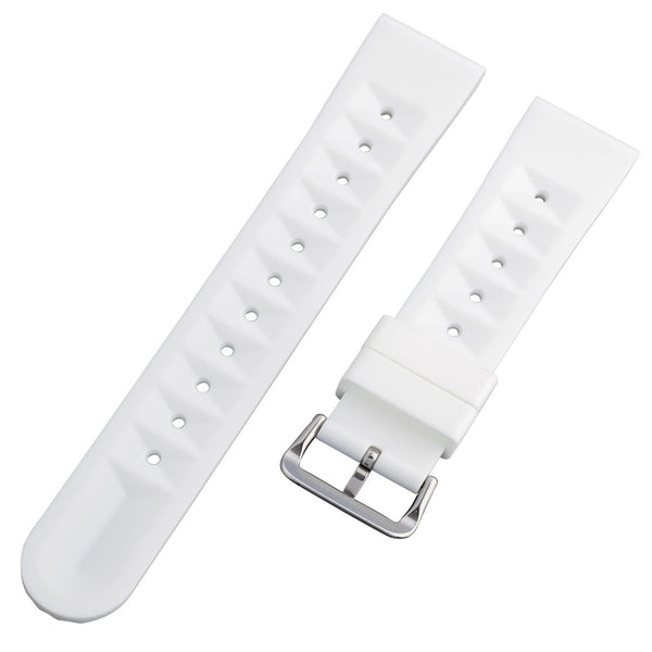 Islander Watch 22mm Pure White Waffle FKM Rubber Strap #BRAC-57