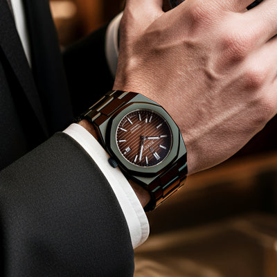 Duxot Pamplona Ceramic Fume Brown Automatic Limited Edition DX-2078-33
