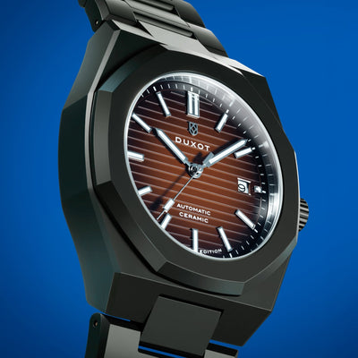 Duxot Pamplona Ceramic Fume Brown Automatic Limited Edition DX-2078-33