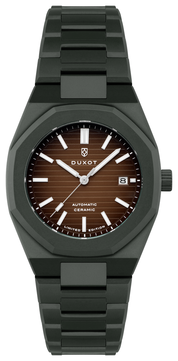 Duxot Pamplona Ceramic Fume Brown Automatic Limited Edition DX-2078-33