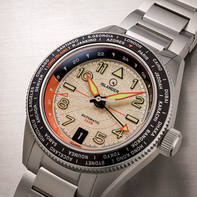 Islander Watch Calabro GMT World Time Silver #ISL-317