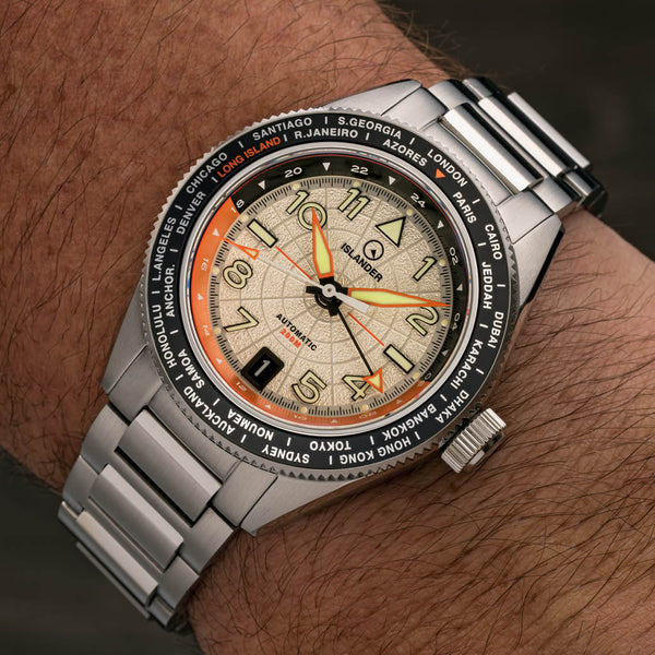 Islander Watch Calabro GMT World Time Silver #ISL-317