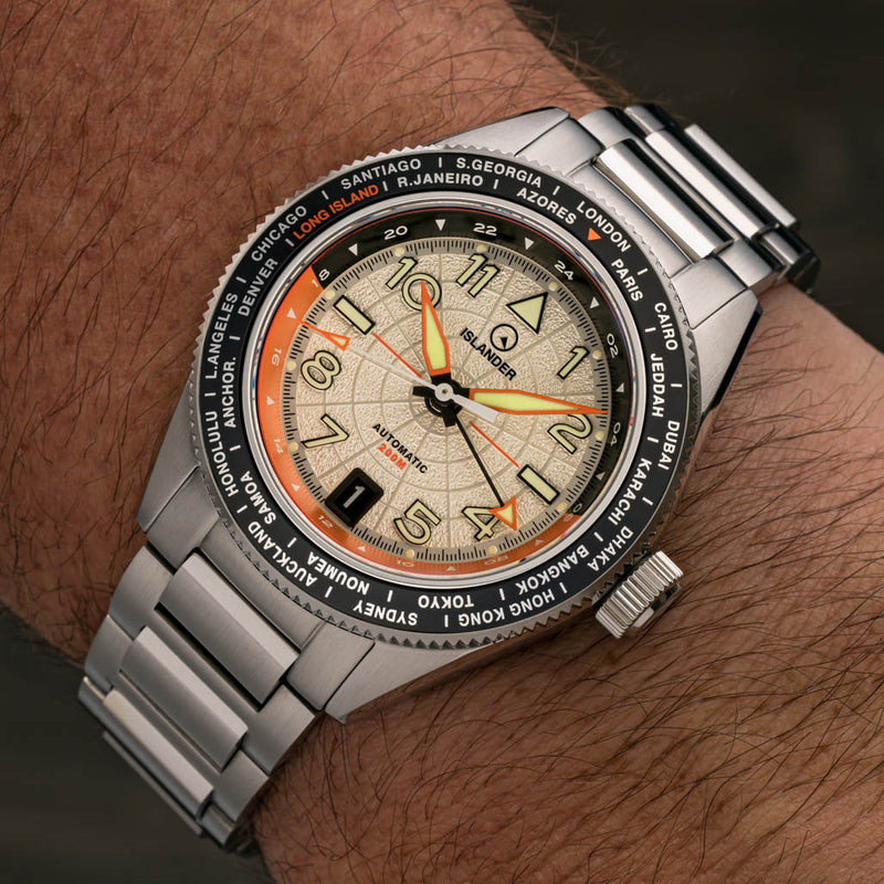 Islander Watch Calabro GMT World Time Silver #ISL-317