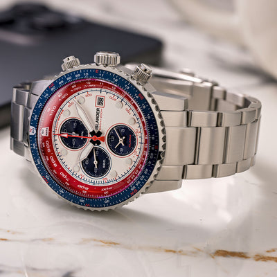 Islander Watch Calverton Flight Chronograph Alarm White #ISL-324
