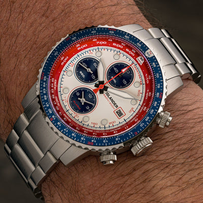 Islander Watch Calverton Flight Chronograph Alarm White #ISL-324