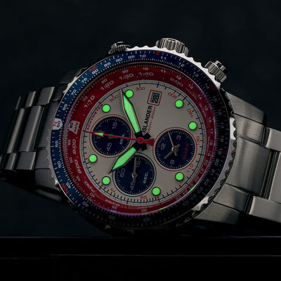 Islander Watch Calverton Flight Chronograph Alarm White #ISL-324