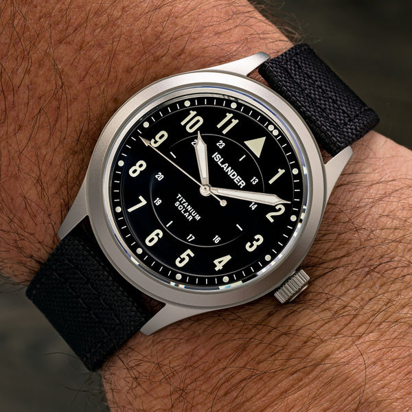 Islander Watch Babylon Titanium Solar Field Watch Black Dial #ISL-333