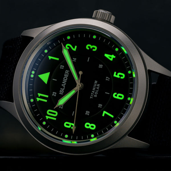 Islander Watch Babylon Titanium Solar Field Watch Black Dial #ISL-333