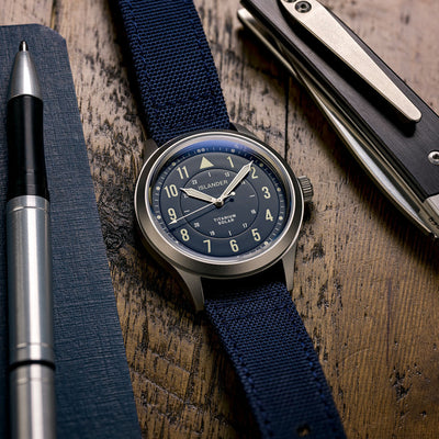 Islander Watch Babylon Titanium Solar Field Watch Blue Dial #ISL-334