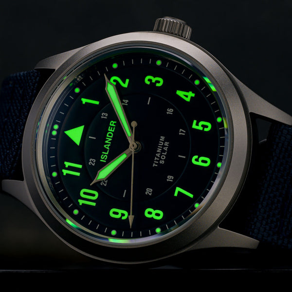 Islander Watch Babylon Titanium Solar Field Watch Blue Dial #ISL-334