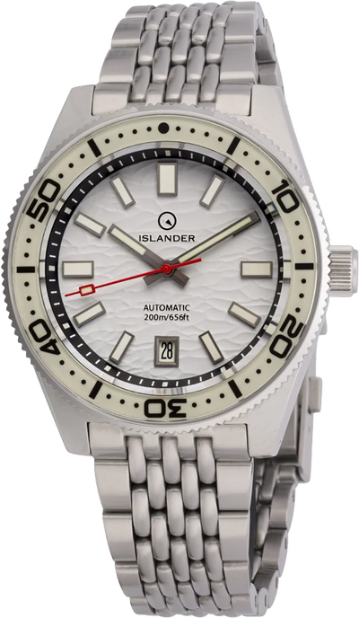 Islander Watch Northport Hi-Beat Automatic White Ripple Dial #ISL-360
