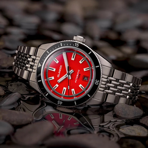 Islander Watch Port Jefferson Skin Diver Red Dial #ISL-375