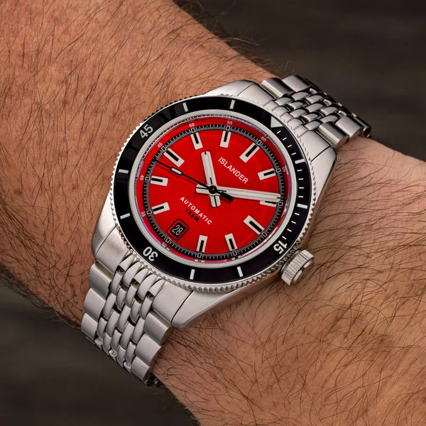 Islander Watch Port Jefferson Skin Diver Red Dial #ISL-375