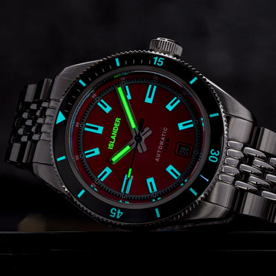 Islander Watch Port Jefferson Skin Diver Red Dial #ISL-375