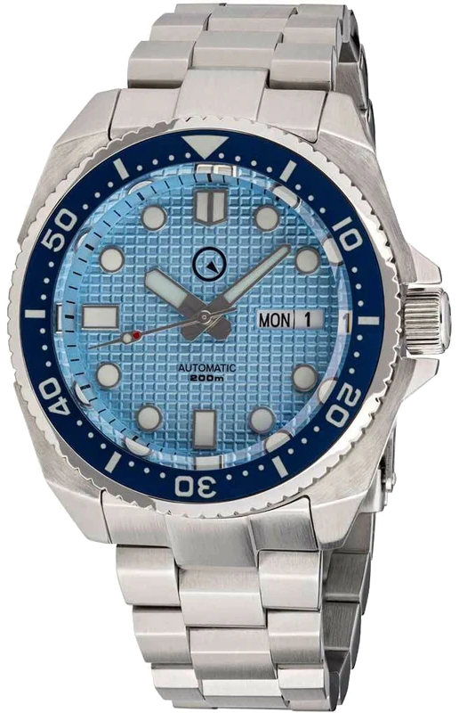 Islander Watch Automatic Dive Watch Ice Blue Waffle Dial ISL-67