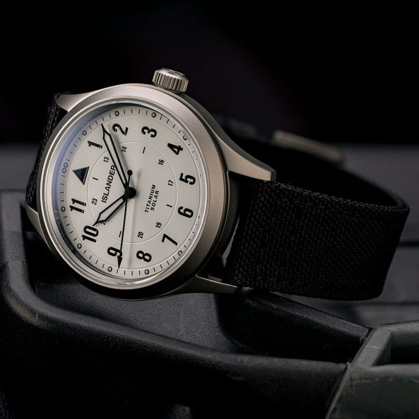 Islander Watch Babylon Titanium Solar Field Watch White Dial #ISL-332