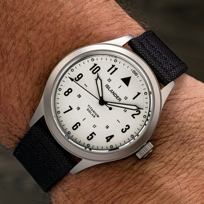 Islander Watch Babylon Titanium Solar Field Watch White Dial #ISL-332