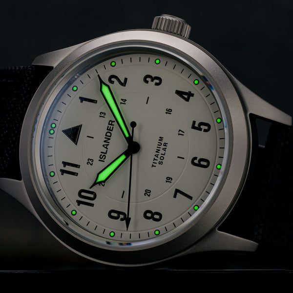 Islander Watch Babylon Titanium Solar Field Watch White Dial #ISL-332