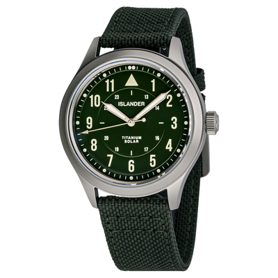 Islander Watch Babylon Titanium Solar Field Watch Olive Dial #ISL-335