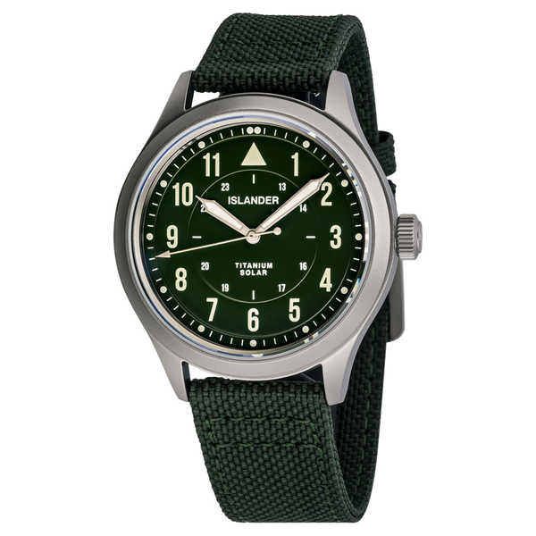 Islander Watch Babylon Titanium Solar Field Watch Olive Dial #ISL-335