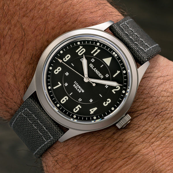Islander Watch Babylon Titanium Solar Field Watch Charcoal Dial #ISL-336