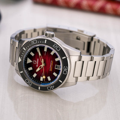 Islander Watch Bayport Automatic Maroon Wave Dial #ISL-310