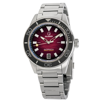 Islander Watch Bayport Automatic Maroon Wave Dial #ISL-310