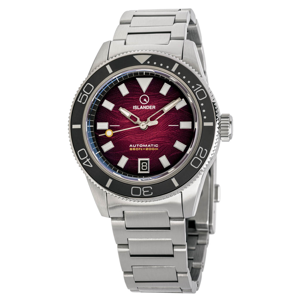 Islander Watch Bayport Automatic Maroon Wave Dial #ISL-310