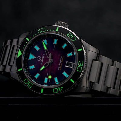 Islander Watch Bayport Automatic Maroon Wave Dial #ISL-310