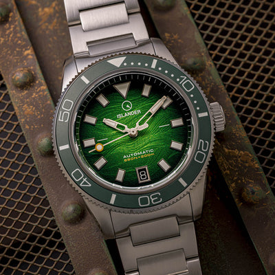 Islander Watch Bayport Automatic Green Wave Dial #ISL-312