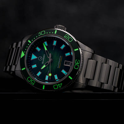 Islander Watch Bayport Automatic Green Wave Dial #ISL-312