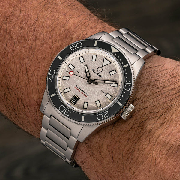 Islander Watch Bayport Automatic Silver-White Wave Dial #ISL-313