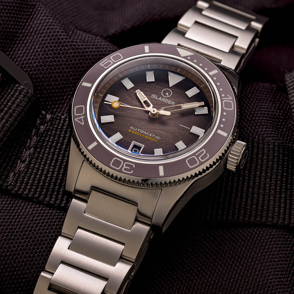 Islander Watch Bayport Automatic Warm Grey Wave Dial #ISL-314