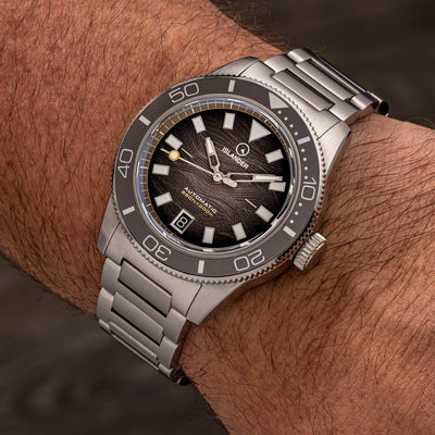 Islander Watch Bayport Automatic Warm Grey Wave Dial #ISL-314