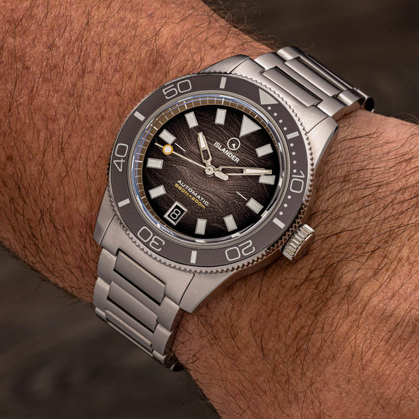 Islander Watch Bayport Automatic Warm Grey Wave Dial #ISL-314