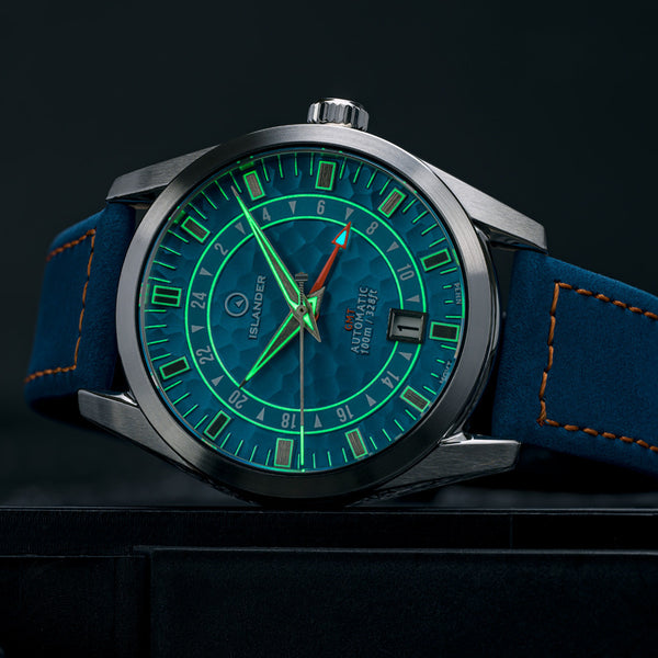 Islander Watch Melville GMT Blue Hammer Dial #ISL-222
