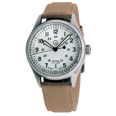 Islander Watch Mitchel "DAY-T" Automatic Field Watch White Dial #ISL-129