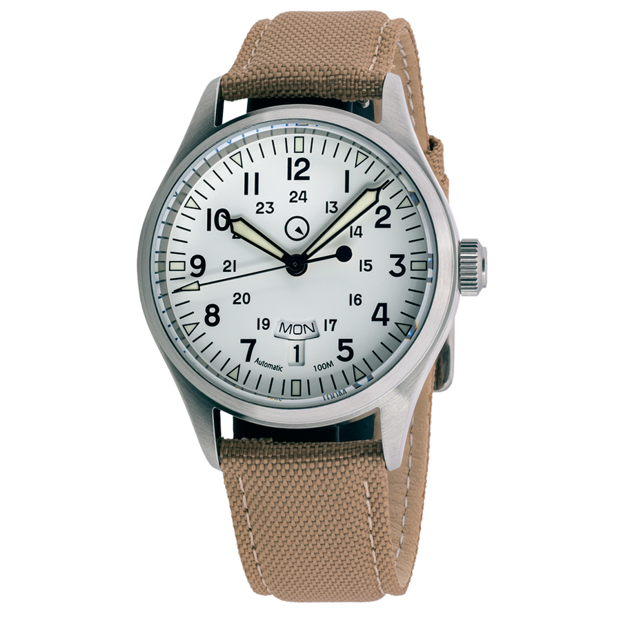 Islander Watch Mitchel "DAY-T" Automatic Field Watch White Dial #ISL-129