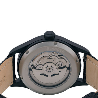 Islander Watch Mitchel "DAY-T" Automatic DLC Field Watch Black Dial #ISL-187
