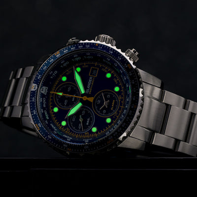 Islander Watch Calverton Flight Chronograph Alarm Blue Dial #ISL-283