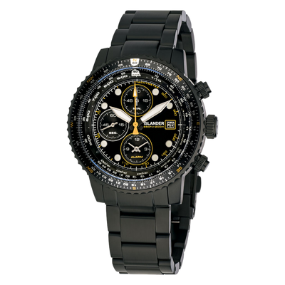 Islander Watch Calverton Flight Chronograph Alarm IP Black #ISL-326