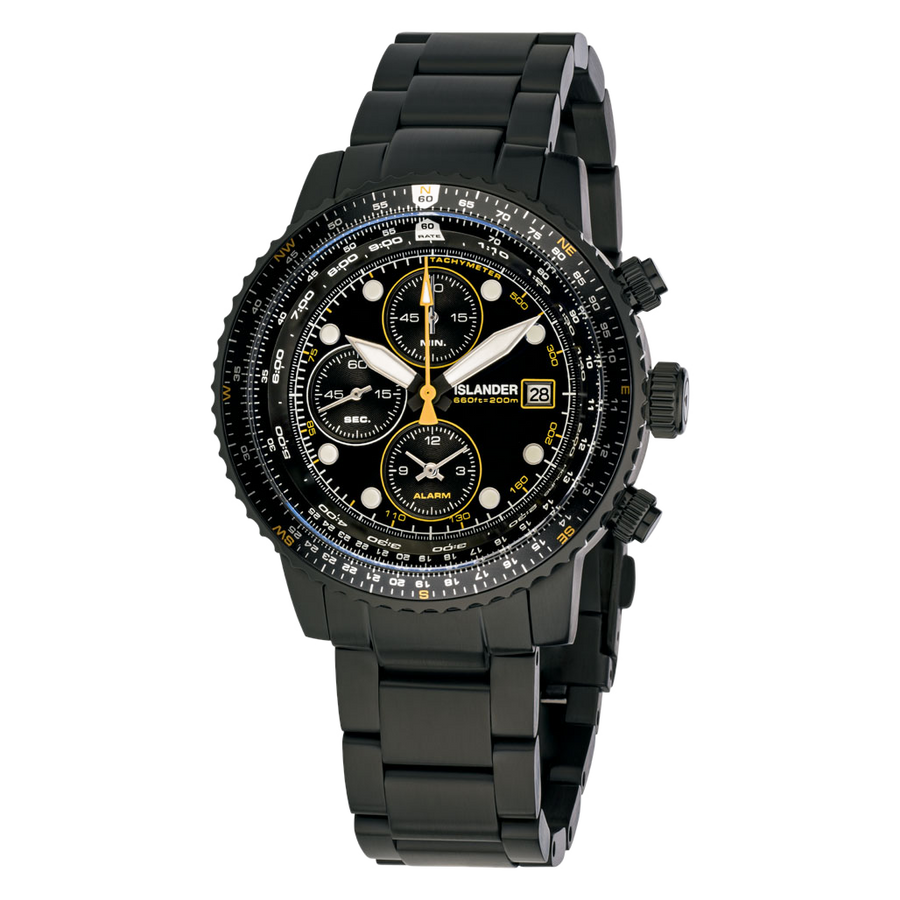 Islander Watch Calverton Flight Chronograph Alarm IP Black #ISL-326