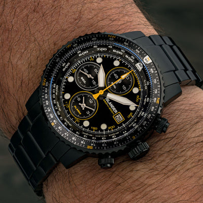 Islander Watch Calverton Flight Chronograph Alarm IP Black #ISL-326